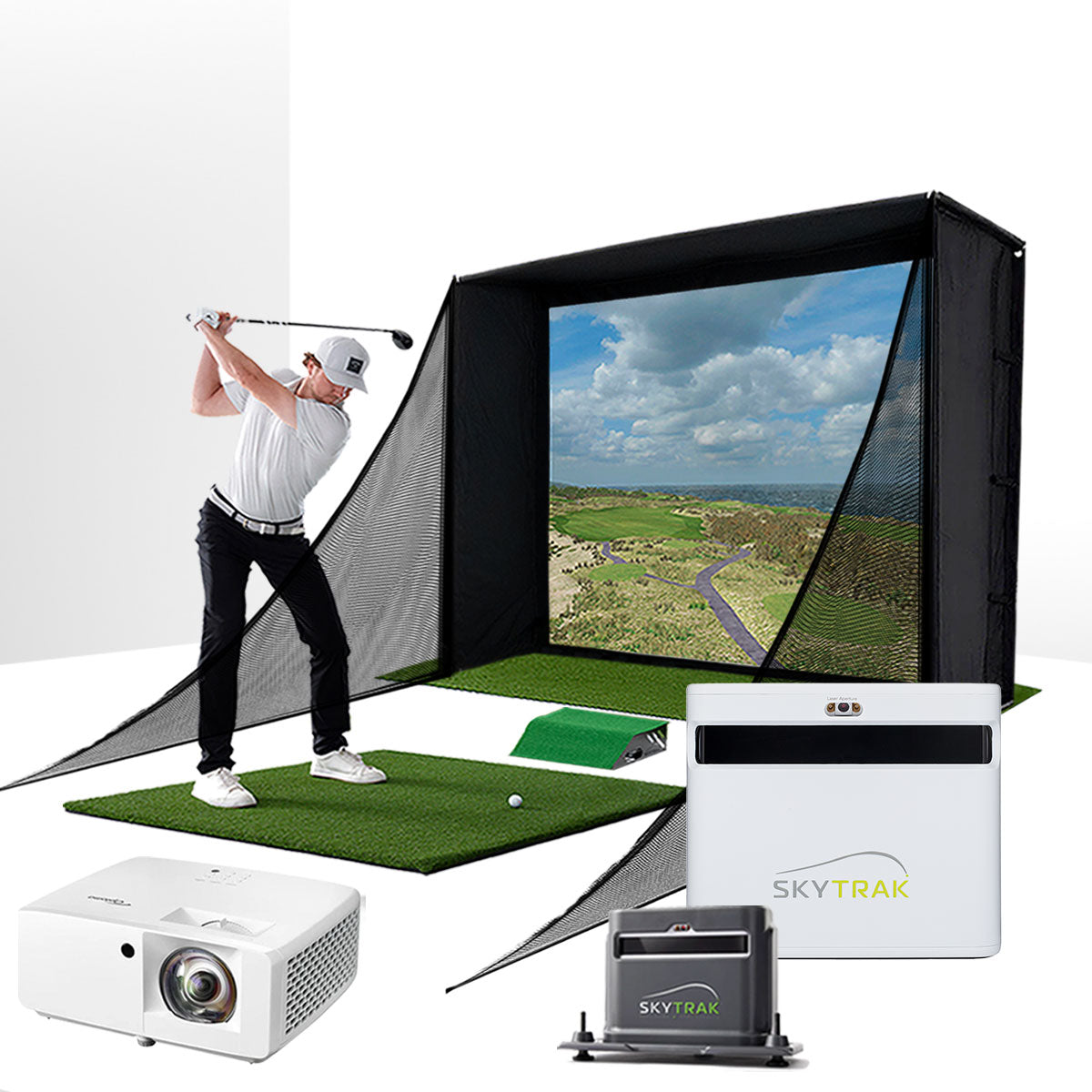 SkyTrak Plus SimStudio Complete Golf Simulator Package