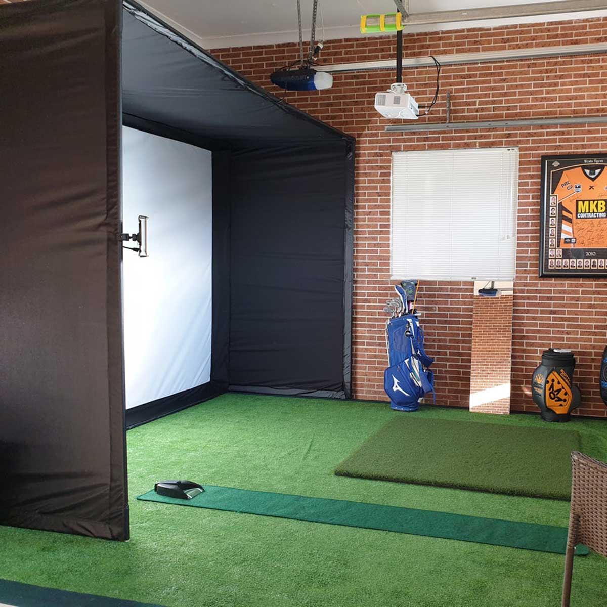 Square Golf Omni with PlayBetter SimStudio™ COMPLETE Package | Golf Simulator Studio with Impact Screen, Enclosure, Side Barriers, Hitting/Putting Mats & Projector