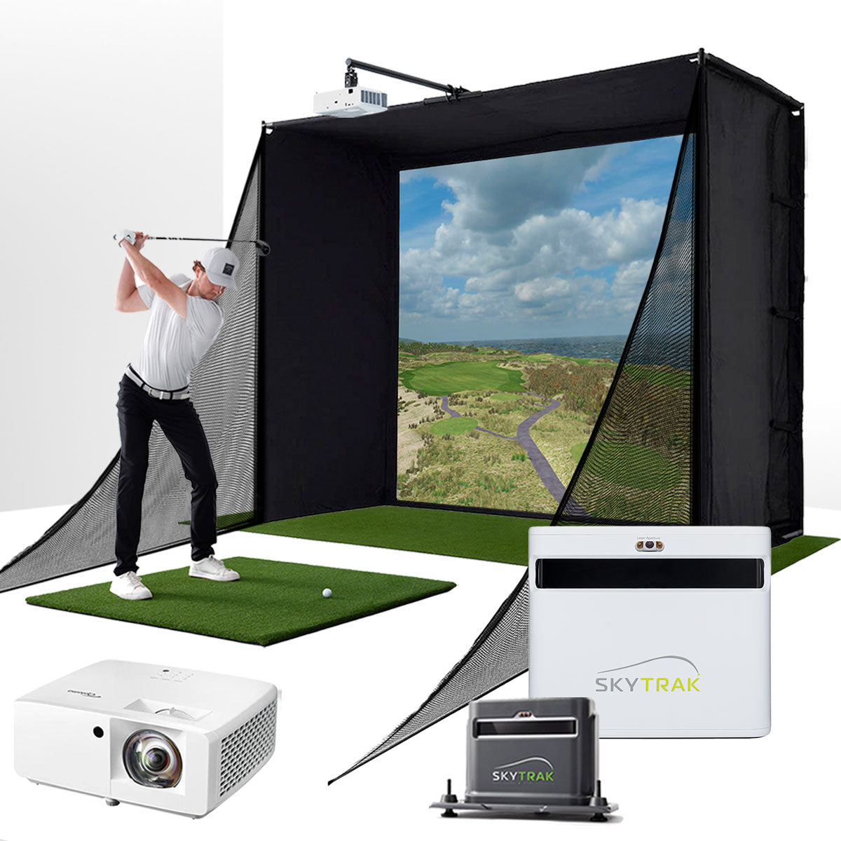 SkyTrak Plus SimStudio Complete Golf Simulator Package