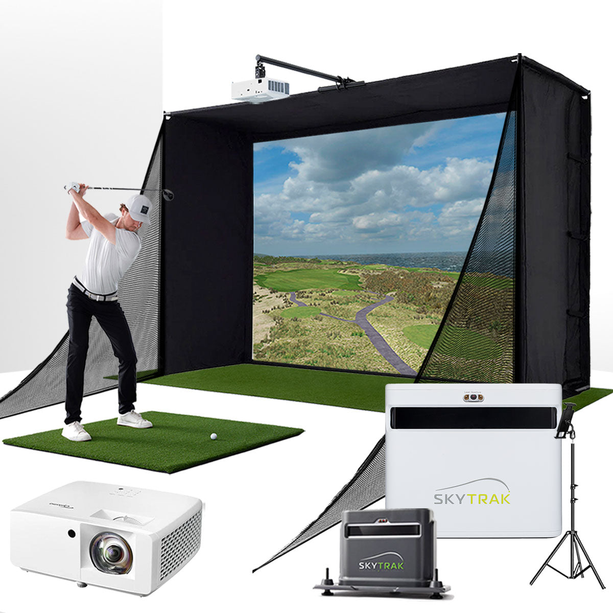 SkyTrak Plus SimStudio Complete Golf Simulator Package