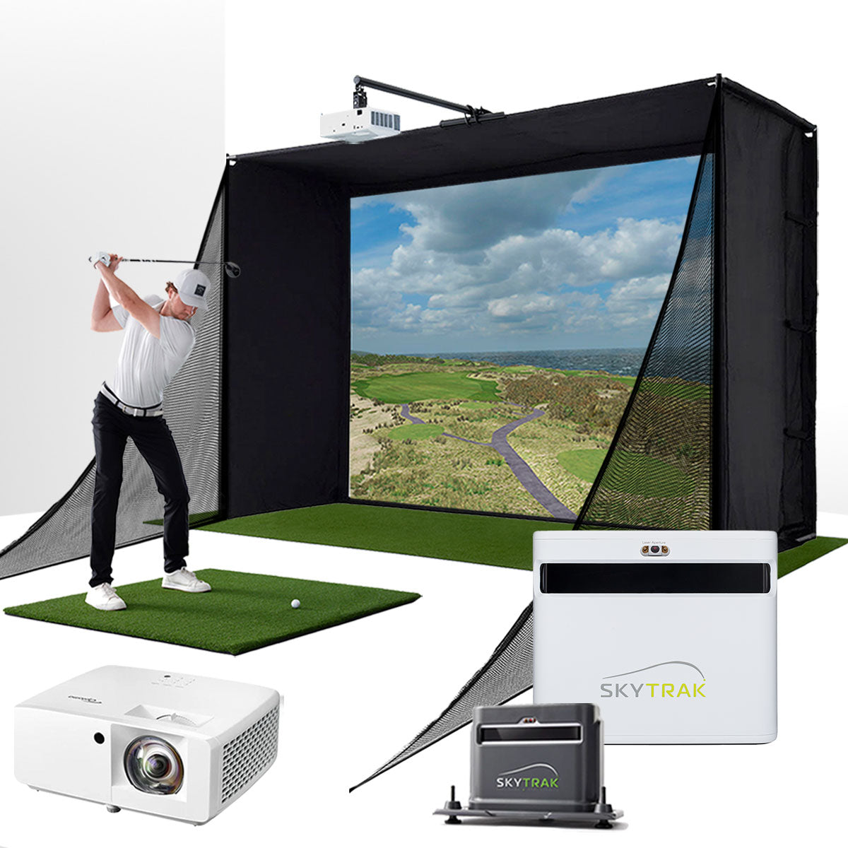 SkyTrak Plus SimStudio Complete Golf Simulator Package