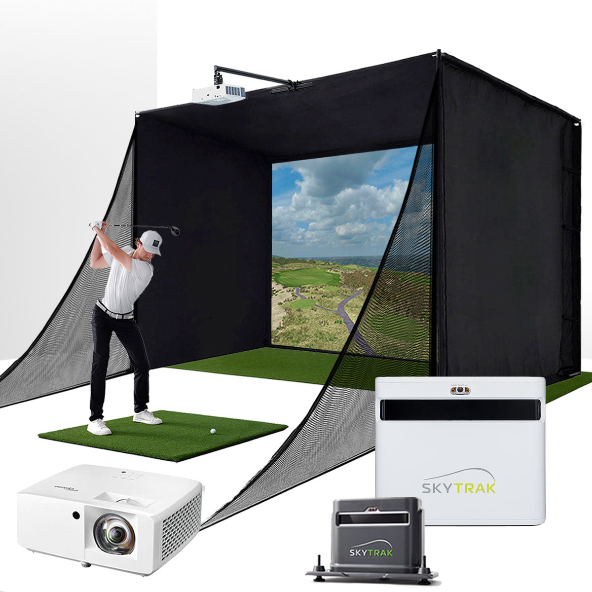 SkyTrak Plus SimStudio Complete Golf Simulator Package