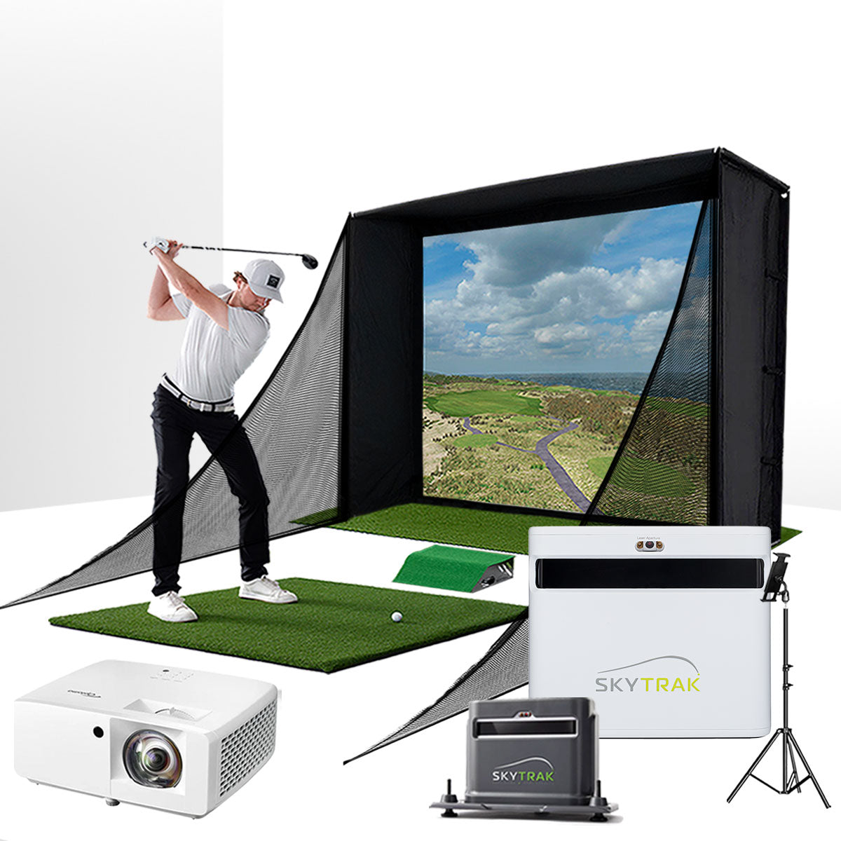 SkyTrak Plus SimStudio Complete Golf Simulator Package