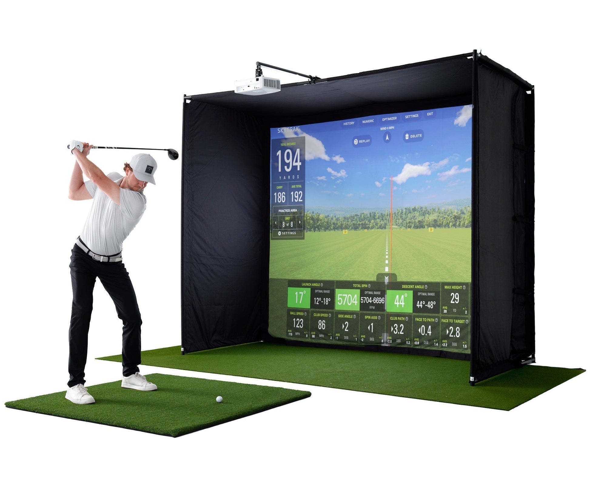 SkyTrak Plus SimStudio Complete Golf Simulator Package