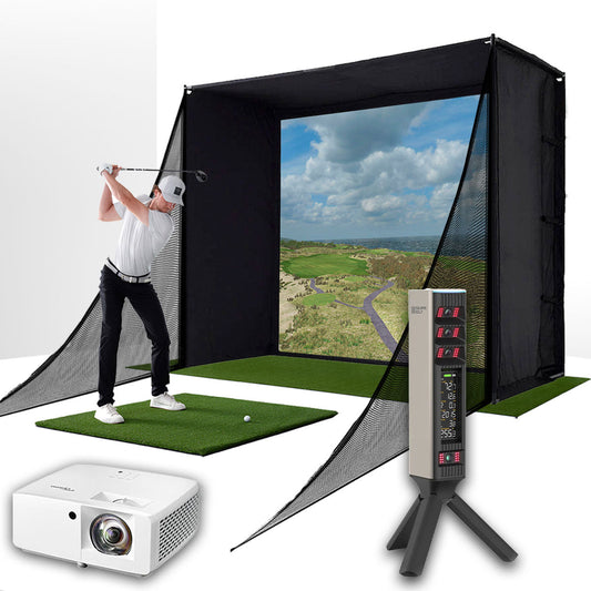 Square Golf Omni with PlayBetter SimStudio™ COMPLETE Package | Golf Simulator Studio with Impact Screen, Enclosure, Side Barriers, Hitting/Putting Mats & Projector